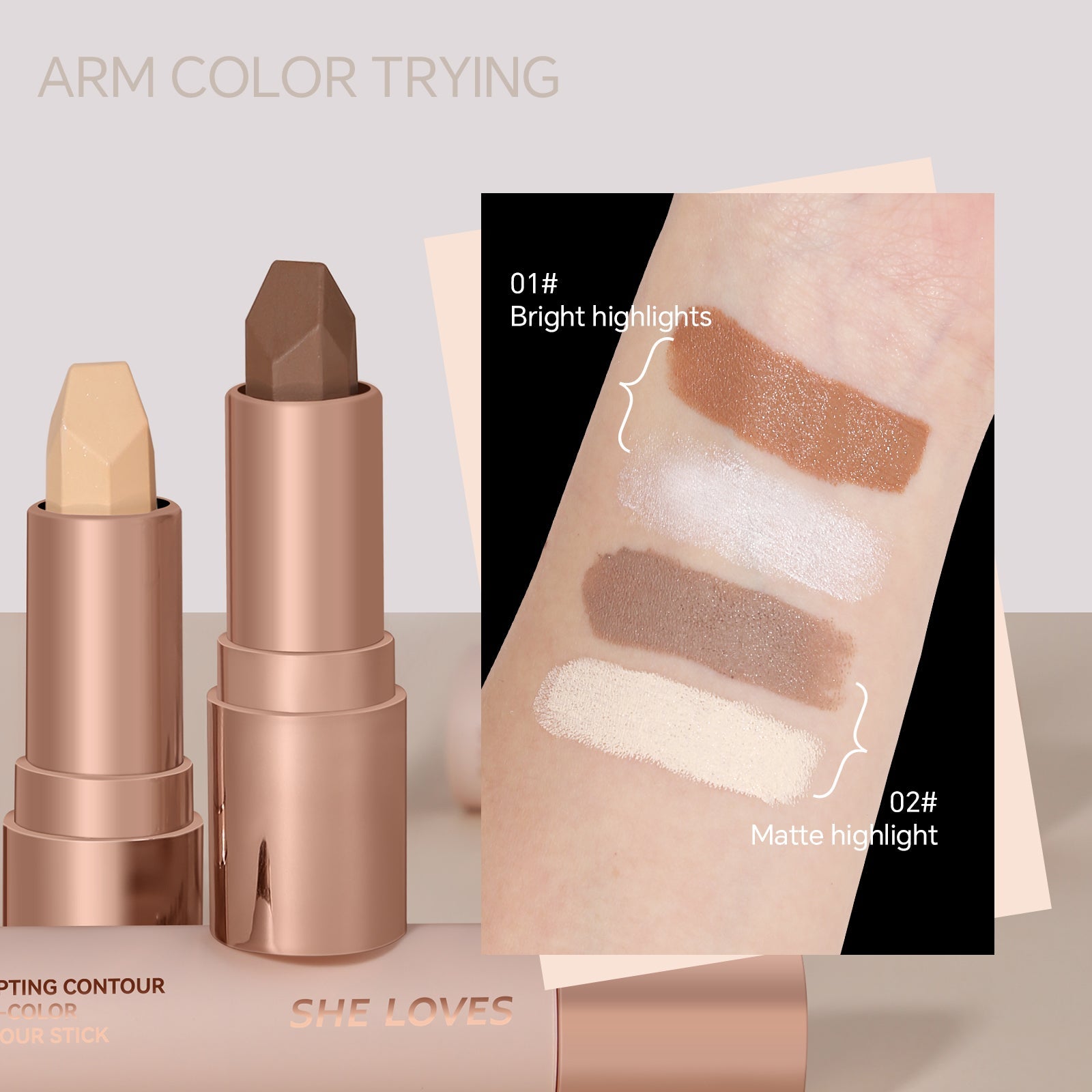 SHELOVES Sculpting Contour Dual-Color Highlight & Contour Bronzer Stick 8.8g