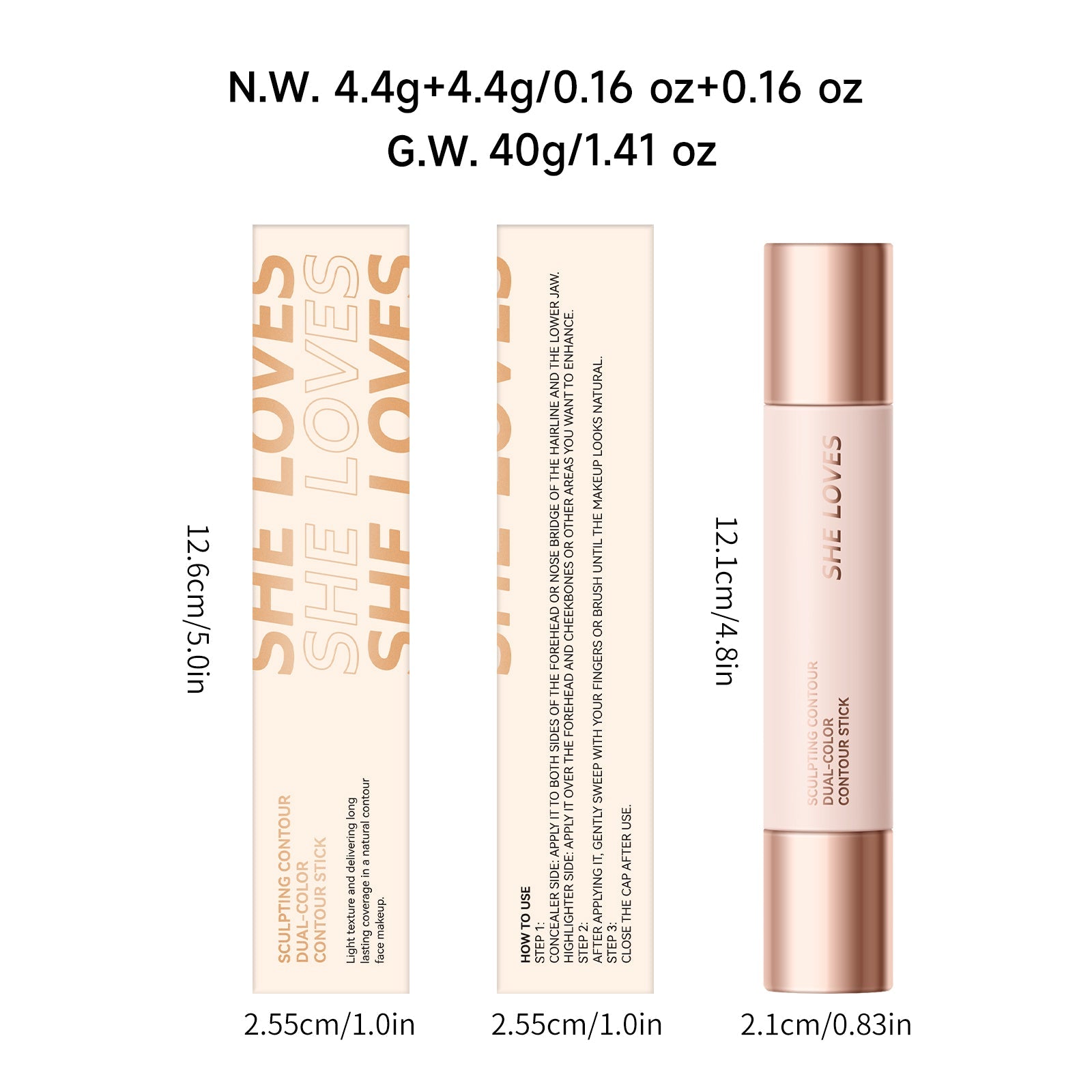 SHELOVES Sculpting Contour Dual-Color Highlight & Contour Bronzer Stick 8.8g