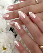 Simple Press on Nails, pure and alluring, the French-style nail art with a sweet and gentle round-shaped almond nail in Europe and America is a great option for foreign trade wearable nails