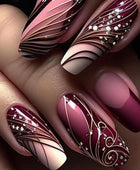 Line patterns press on nails detachable nail stickers for Europe and America short almond shaped nails