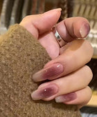 Press on Nails, Dry rose blush smudged middle length ballet glove pure and simple ins style 26PCS artificial nails