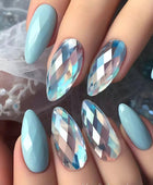 Irregular false nails, detachable nail stickers, solid color sea blue nail stickers, and European nail stickers
