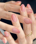Press on Nails, pink tender gradient adolescent pure and seductive oval false nails