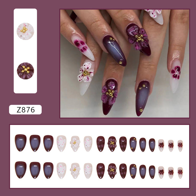 Nail stickers three-dimensional peach false nails cat paw ink painting detachable nail wearings nails pieces