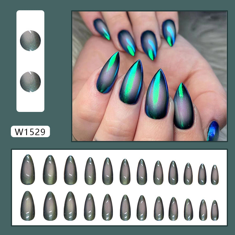 Press on Nails, Fake nails, manicure stickers, nail decals, almond nails, medium-sized European-style cat-eye decals