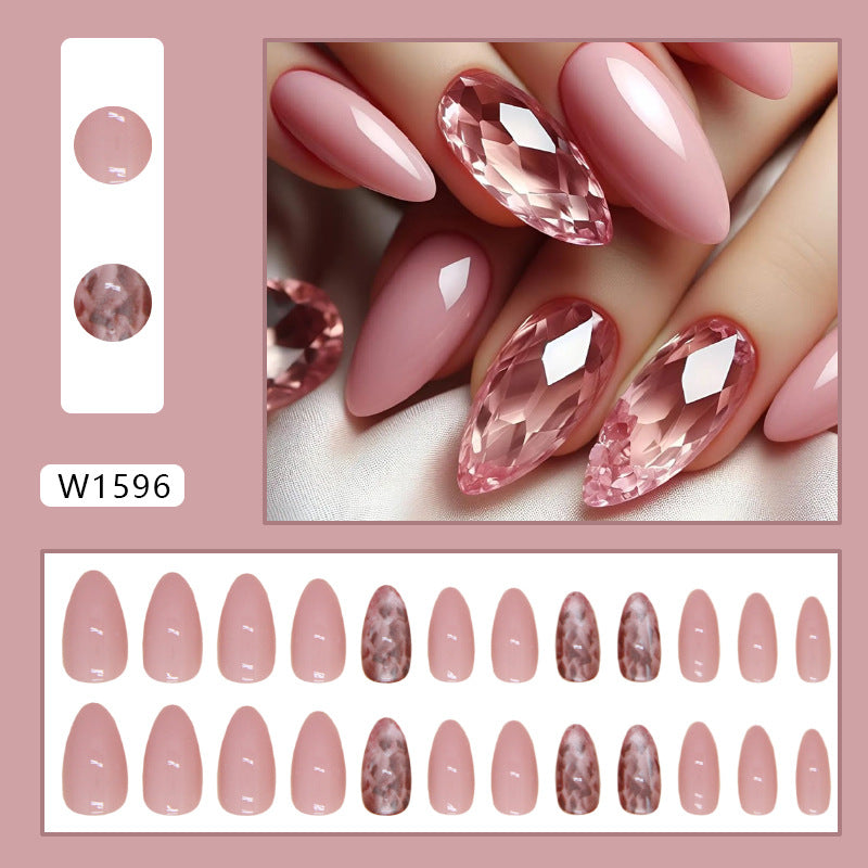 Artificial nails with irregular wearable nail pieces that can be removed, short almond-shaped nail stickers with pure colors