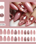 Artificial nails with irregular wearable nail pieces that can be removed, short almond-shaped nail stickers with pure colors
