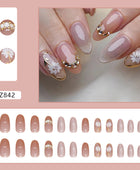 Press on Nails, Daisy cat eye crystal stone manicure fairy false nails diamond charm wearable nails finished manicure sheet