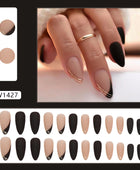 Press on Nails, Autumn and winter minimalist white & black sweet and cool girl's diagonal French-style artificial nails