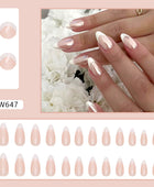 Simple Press on Nails, pure and alluring, the French-style nail art with a sweet and gentle round-shaped almond nail in Europe and America is a great option for foreign trade wearable nails