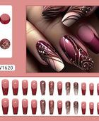 Line patterns press on nails detachable nail stickers for Europe and America short almond shaped nails