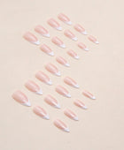 Simple Press on Nails, pure and alluring, the French-style nail art with a sweet and gentle round-shaped almond nail in Europe and America is a great option for foreign trade wearable nails