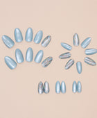 Irregular false nails, detachable nail stickers, solid color sea blue nail stickers, and European nail stickers