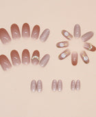 Press on Nails, Daisy cat eye crystal stone manicure fairy false nails diamond charm wearable nails finished manicure sheet