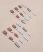 Press on Nails, Long-length European and American ballet dress diamond glitter powder white French artificial nails sweet and cool girl nail art nail wear