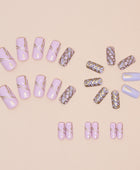 Wearable nail stickers, detachable manicure pieces, square medium-length wheat braid checkboard nail stickers.