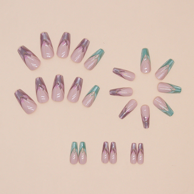 False nails, clip-on nails, irregular removable nail pieces, short almond-shaped nail stickers
