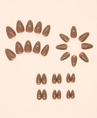 Plain false nails, light brown wearable artificial nails, detachable manicure pieces with simple nail pieces, short almond nail stickers