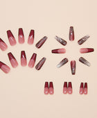 Line patterns press on nails detachable nail stickers for Europe and America short almond shaped nails