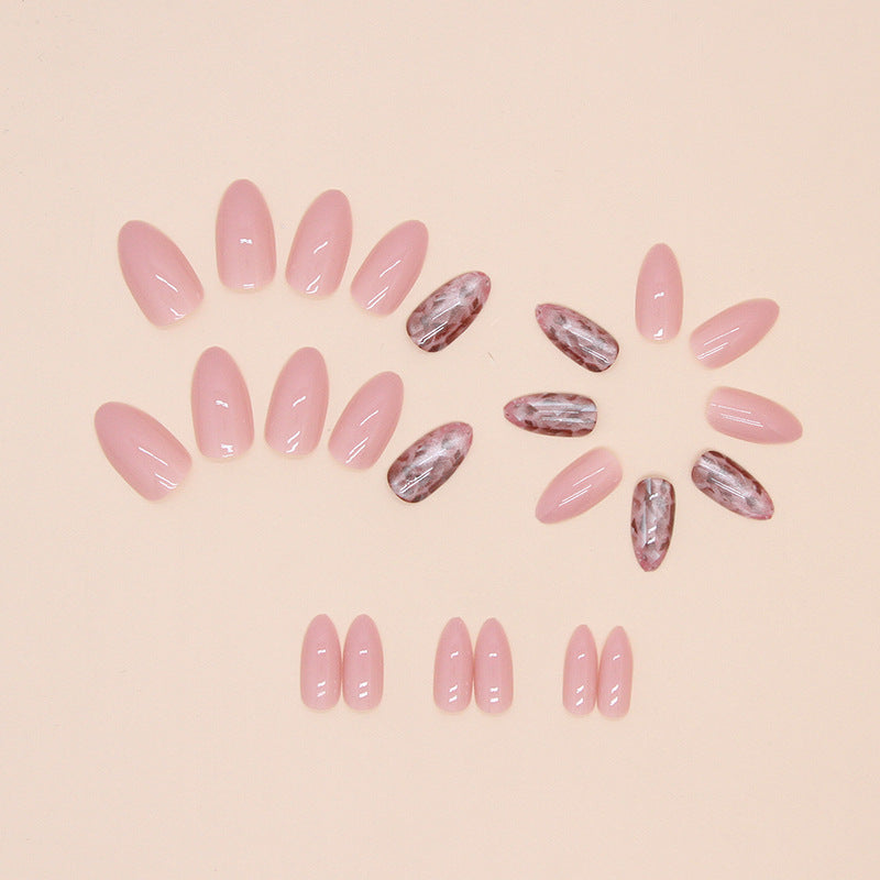 Artificial nails with irregular wearable nail pieces that can be removed, short almond-shaped nail stickers with pure colors