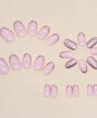 Press on Nails, Short Round-Toe Flashing Red Pink French Wearable Nail European Spicy Sister Fake Nails