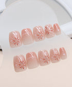 Press on Nails, Blush nail art firework detachable star nails pieces short ballet nail art stickers mini short ladder fake nails pieces