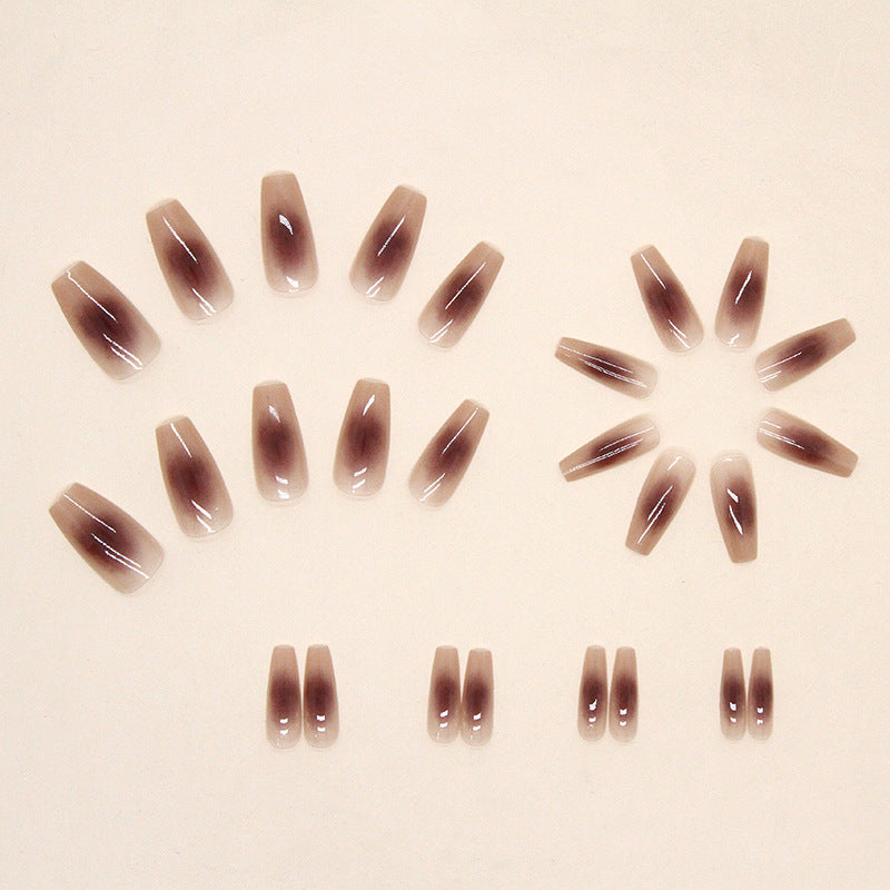 Press on Nails, Dry rose blush smudged middle length ballet glove pure and simple ins style 26PCS artificial nails
