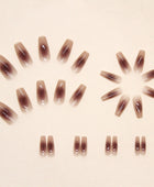 Press on Nails, Dry rose blush smudged middle length ballet glove pure and simple ins style 26PCS artificial nails