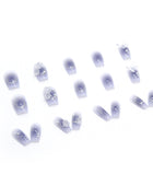 Press on Nails, Purity and charm of a fairy-like aura, wearing a combination of blue-tinted smoky aura butterfly and Camellia flowers on nails