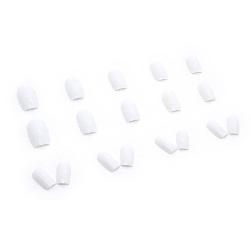 Press on Nails, Cream white minimalist pure color white nail art artificial nails with medium length square nail pieces