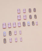 Wearable nail stickers, detachable manicure pieces, square medium-length wheat braid checkboard nail stickers.