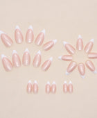 Simple Press on Nails, pure and alluring, the French-style nail art with a sweet and gentle round-shaped almond nail in Europe and America is a great option for foreign trade wearable nails