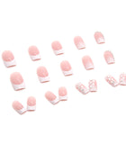 Press on Nails, Romantic Simple French Pure and Seductive Wearing Nail With Diamonds Nail Art Pieces