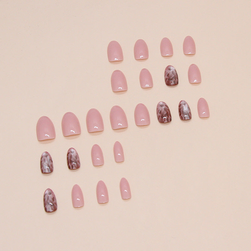 Artificial nails with irregular wearable nail pieces that can be removed, short almond-shaped nail stickers with pure colors
