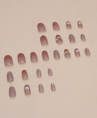 Press on Nails, Daisy cat eye crystal stone manicure fairy false nails diamond charm wearable nails finished manicure sheet