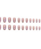 Press on Nail, Short ballet sparkle pink flashing sequin Aurora meteorite imitation fingernail burst berry star wear nails