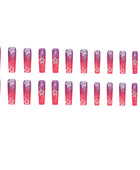 Press on Nails, Powder purple bursting cherry blossom gradient nail art long tube nail style slim and whitening ins style