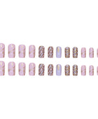 Wearable nail stickers, detachable manicure pieces, square medium-length wheat braid checkboard nail stickers.