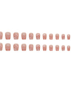 Press on Nails, Blush nail art firework detachable star nails pieces short ballet nail art stickers mini short ladder fake nails pieces