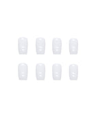 Press on Nails, Cream white minimalist pure color white nail art artificial nails with medium length square nail pieces