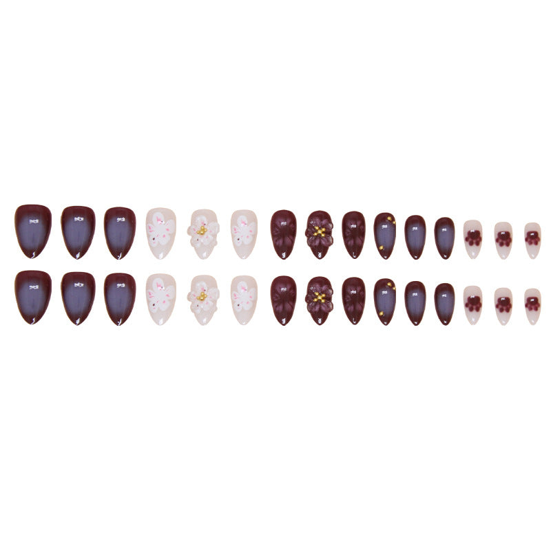 Nail stickers three-dimensional peach false nails cat paw ink painting detachable nail wearings nails pieces