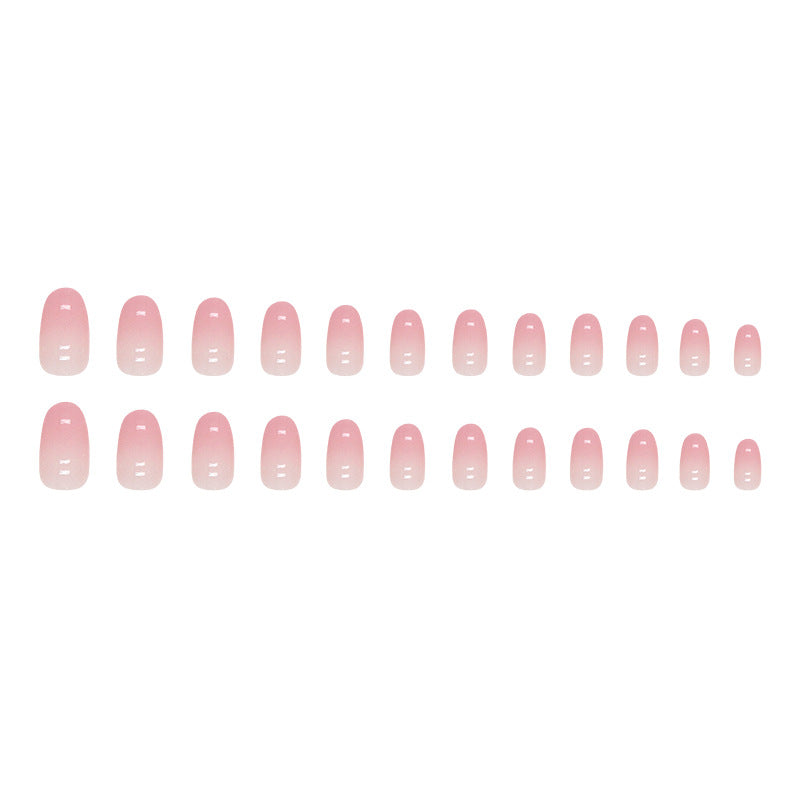 Press on Nails, pink tender gradient adolescent pure and seductive oval false nails