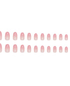 Press on Nails, pink tender gradient adolescent pure and seductive oval false nails