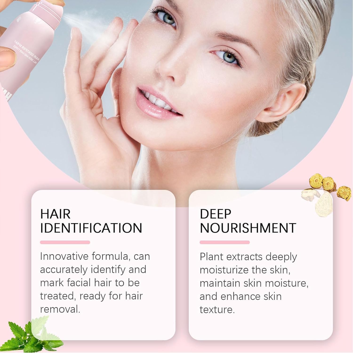 Hair Identifier Spray for Face Shaving, Skin Dermaplaning Spray for Face, Hair Identifier Spray,Suitable for All Skin and Hair