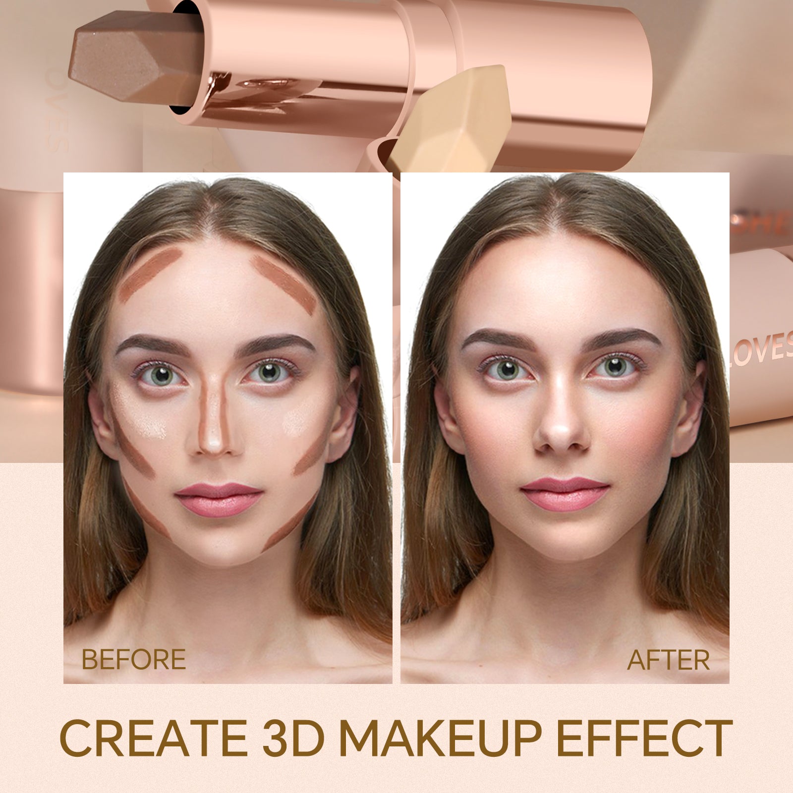 SHELOVES Sculpting Contour Dual-Color Highlight & Contour Bronzer Stick 8.8g