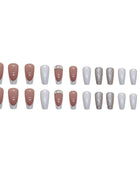 Press on Nails, Long-length European and American ballet dress diamond glitter powder white French artificial nails sweet and cool girl nail art nail wear